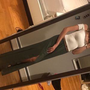 Small olive green long skirt with slit